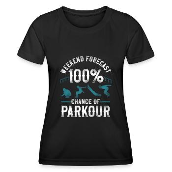 Parkour Free Running Traceur - T-shirt sport Femme - noir - Devant - AI Model Female 172 light (172cm)