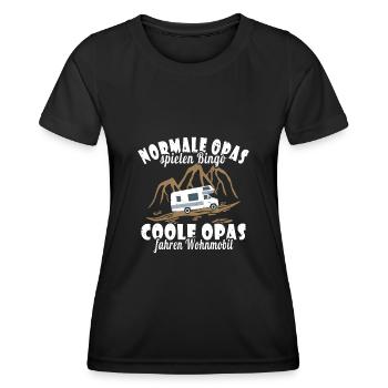 Opa Wohnmobil Womo Urlaub - Frauen Funktions-T-Shirt - Schwarz - Vorne - AI Model Female 172 light (172cm)