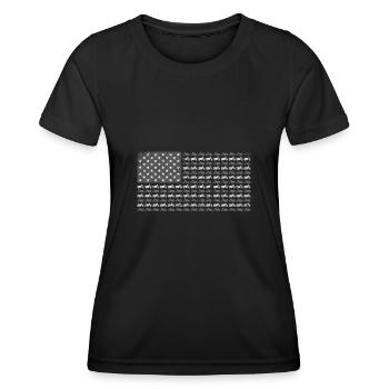Motorbike USA Flag 4th of July Vintage Motorcycles - Women's Functional T-Shirt - black - Front - AI Model Female 172 light (172cm)