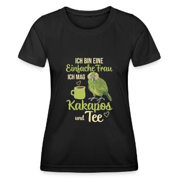 Ich mag Kakapos und Tee Papagei - Frauen Funktions-T-Shirt - Schwarz - Vorne - AI Model Female 172 light (172cm)