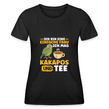 Ich mag Kakapos und Tee Papagei - Frauen Funktions-T-Shirt - Schwarz - Vorne - AI Model Female 172 light (172cm)
