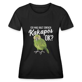 Ich mag halt Kakapos Papagei - Frauen Funktions-T-Shirt - Schwarz - Vorne - AI Model Female 172 light (172cm)