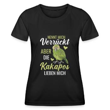 Die Kakapos lieben mich Papagei - Frauen Funktions-T-Shirt - Schwarz - Vorne - AI Model Female 172 light (172cm)