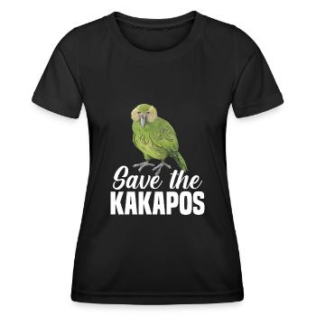 Rettet die Kakapos Papagei Tierschutz - Frauen Funktions-T-Shirt - Schwarz - Vorne - AI Model Female 172 light (172cm)