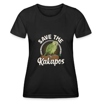 Rettet die Kakapos Papagei Tierschutz - Frauen Funktions-T-Shirt - Schwarz - Vorne - AI Model Female 172 light (172cm)