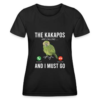 Die Kakapos rufen ich muss los Papagei - Frauen Funktions-T-Shirt - Schwarz - Vorne - AI Model Female 172 light (172cm)