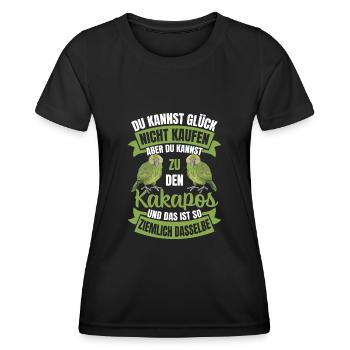 Kakapos Glück Spruch Papagei - Frauen Funktions-T-Shirt - Schwarz - Vorne - AI Model Female 172 light (172cm)