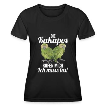 Die Kakapos rufen mich Papagei - Frauen Funktions-T-Shirt - Schwarz - Vorne - AI Model Female 172 light (172cm)