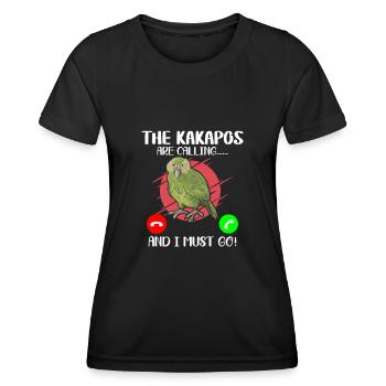 Die Kakapos rufen ich muss los Papagei - Frauen Funktions-T-Shirt - Schwarz - Vorne - AI Model Female 172 light (172cm)