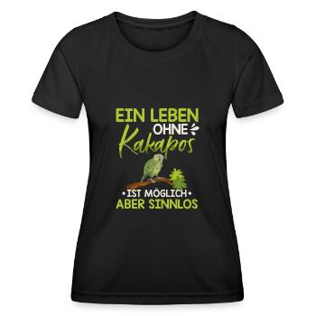 Ein Leben ohne Kakapos ist sinnlos Papagei - Frauen Funktions-T-Shirt - Schwarz - Vorne - AI Model Female 172 light (172cm)