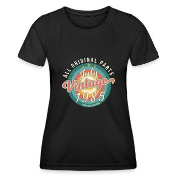 Geburtstagsgruss 1985 Im Juli - Frauen Funktions-T-Shirt - Schwarz - Vorne - AI Model Female 172 light (172cm)