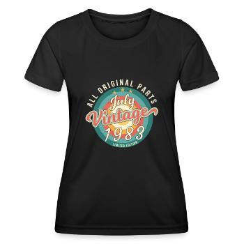 Salutations d’anniversaire 1983 En juillet - T-shirt sport Femme - noir - Devant - AI Model Female 172 light (172cm)