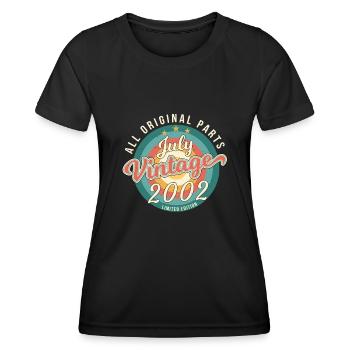 20 ans en juillet 2002 - T-shirt sport Femme - noir - Devant - AI Model Female 172 light (172cm)