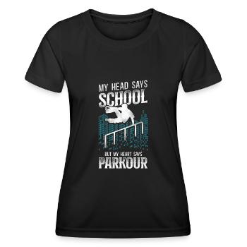 Parkour Free Running Traceur - T-shirt sport Femme - noir - Devant - AI Model Female 172 light (172cm)