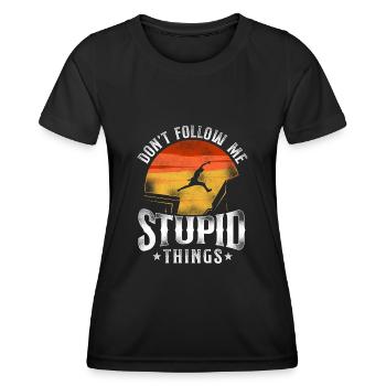 Parkour Free Running Traceur - T-shirt sport Femme - noir - Devant - AI Model Female 172 light (172cm)
