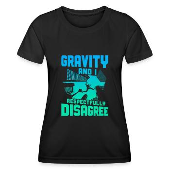 Parkour Free Running Traceur - T-shirt sport Femme - noir - Devant - AI Model Female 172 light (172cm)