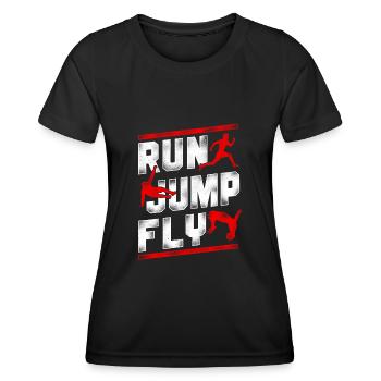 Parkour Free Running Traceur - T-shirt sport Femme - noir - Devant - AI Model Female 172 light (172cm)