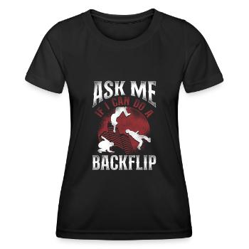Parkour Free Running Traceur - T-shirt sport Femme - noir - Devant - AI Model Female 172 light (172cm)