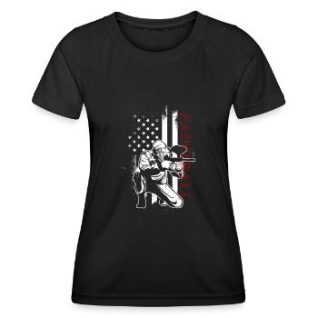Paintballspieler USA US Paintball - Frauen Funktions-T-Shirt - Schwarz - Vorne - AI Model Female 172 light (172cm)