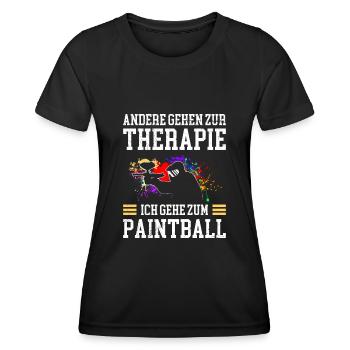 Andere gehen zur Therapie ich geh zum Paintball - Frauen Funktions-T-Shirt - Schwarz - Vorne - AI Model Female 172 light (172cm)
