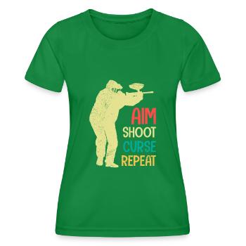 Aim Shooting Curse again Paintball - Women's Functional T-Shirt - kelly green - Front - AI Model Female 172 dark (172cm)