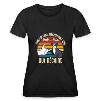 petit fils cadeau propriétaire chats lunettes cool - T-shirt sport Femme - noir - Devant - AI Model Female 172 light (172cm)