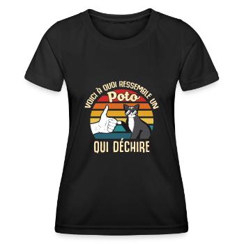 poto amis cadeau propriétaire chats lunettes cool - T-shirt sport Femme - noir - Devant - AI Model Female 172 light (172cm)