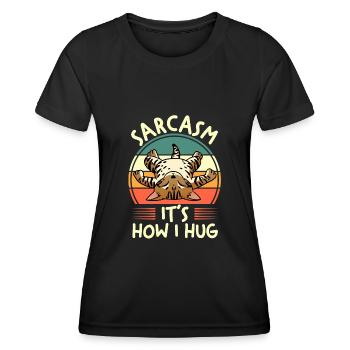 Drôle d’amoureux des chats sarcastiques | Rétro - T-shirt sport Femme - noir - Devant - AI Model Female 172 light (172cm)