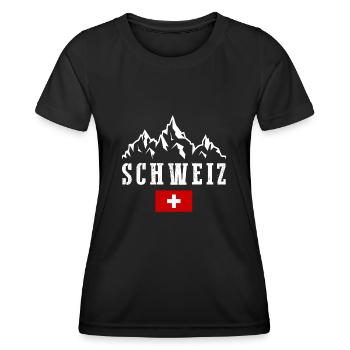 Suisse Schweiz Flagge Kreuz Schweizer - Frauen Funktions-T-Shirt - Schwarz - Vorne - AI Model Female 172 light (172cm)