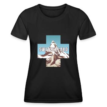 Schweiz-flagge | Schweizer Alpen | Schweiz - Frauen Funktions-T-Shirt - Schwarz - Vorne - AI Model Female 172 light (172cm)
