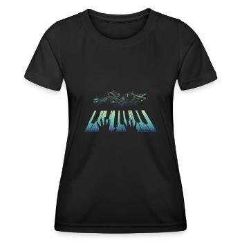 Colorful piano note | Musicians | Music lovers | - Women's Functional T-Shirt - black - Front - AI Model Female 172 light (172cm)
