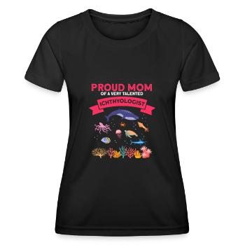 Proud Mama Ichthyologist Marine Biologist Ocean Sea - Women's Functional T-Shirt - black - Front - AI Model Female 172 light (172cm)