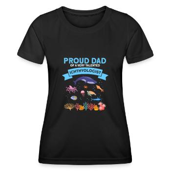 Fier Papa Ichtyologiste Biologiste marin Océan Mer - T-shirt sport Femme - noir - Devant - AI Model Female 172 light (172cm)