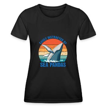 Baleines Baleines Océan Mer Marine Biologiste Plongée Rétro - T-shirt sport Femme - noir - Devant - AI Model Female 172 light (172cm)