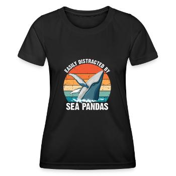 Baleines Baleines Océan Mer Marine Biologiste Plongée Rétro - T-shirt sport Femme - noir - Devant - AI Model Female 172 light (172cm)