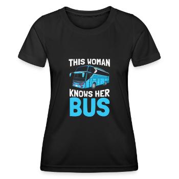 Chauffeur de bus Bus scolaire Transports publics - T-shirt sport Femme - noir - Devant - AI Model Female 172 light (172cm)