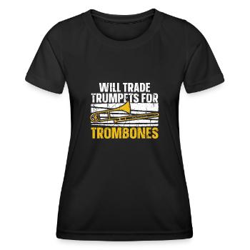 Posaune - Frauen Funktions-T-Shirt - Schwarz - Vorne - AI Model Female 172 light (172cm)