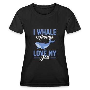 I Whale Always Love My Job - Jeu de mots biologiste marin - T-shirt sport Femme - noir - Devant - AI Model Female 172 light (172cm)
