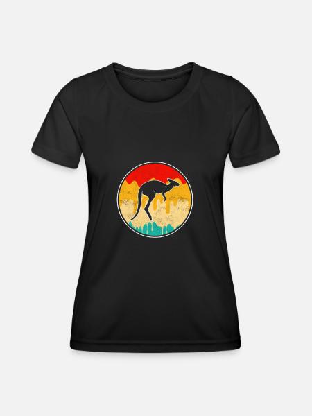 Känguru Retro - Frauen Funktions-T-Shirt - Schwarz
