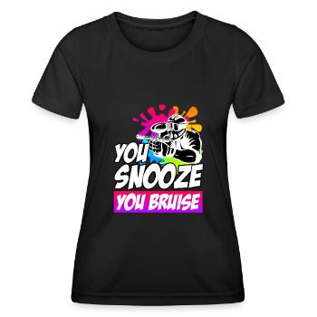 You Snooze you Bruise Paintball - Women's Functional T-Shirt - black - Front - AI Model Female 172 light (172cm)