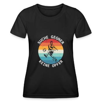 Rechercher des adversaires Pas de victimes Joueurs de football - T-shirt sport Femme - noir - Devant - AI Model Female 172 light (172cm)