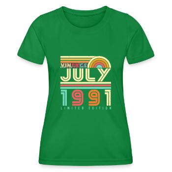 Né en juillet 1991 - T-shirt sport Femme - vert - Devant - AI Model Female 172 dark (172cm)