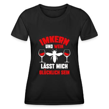 Wein Biene Bienen Imkerei Honig Imker - Frauen Funktions-T-Shirt - Schwarz - Vorne - AI Model Female 172 light (172cm)