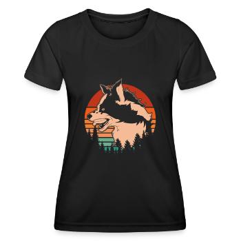 Retro Dog Gift Dog Motif Berger Australien - T-shirt sport Femme - noir - Devant - AI Model Female 172 light (172cm)