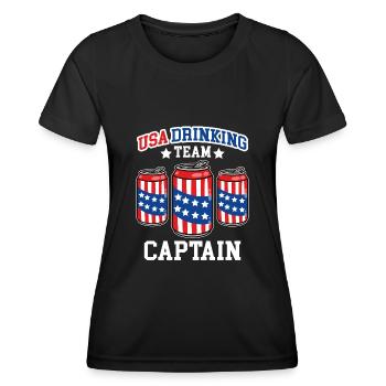 Capitaine de l’American Drinking Team - T-shirt sport Femme - noir - Devant - AI Model Female 172 light (172cm)