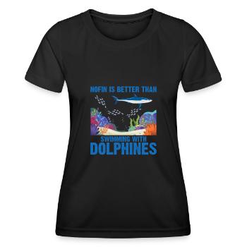With Dolphins Swimming Dolphin Ocean Sea Mammal - Women's Functional T-Shirt - black - Front - AI Model Female 172 light (172cm)