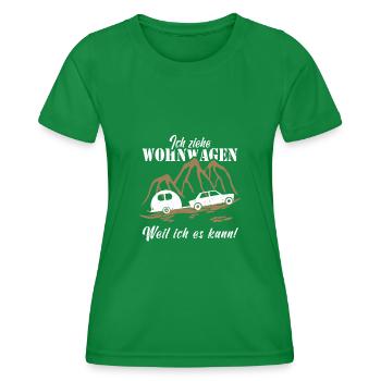 Ich ziehe Wohnwagen - Frauen Funktions-T-Shirt - Kelly Green - Vorne - AI Model Female 172 dark (172cm)