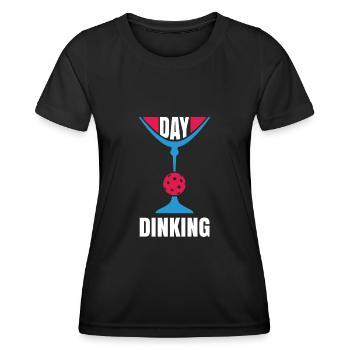 Day Dinking Funny Martini Pickleball - Women's Functional T-Shirt - black - Front - AI Model Female 172 light (172cm)