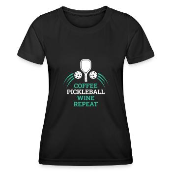 Café Pickleball Vin Répéter - T-shirt sport Femme - noir - Devant - AI Model Female 172 light (172cm)