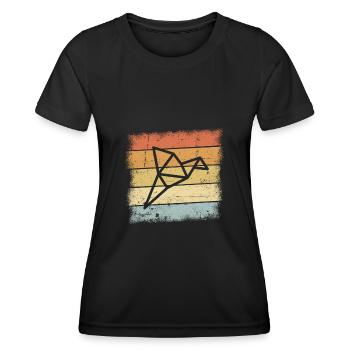 Origami Oiseau - T-shirt sport Femme - noir - Devant - AI Model Female 172 light (172cm)
